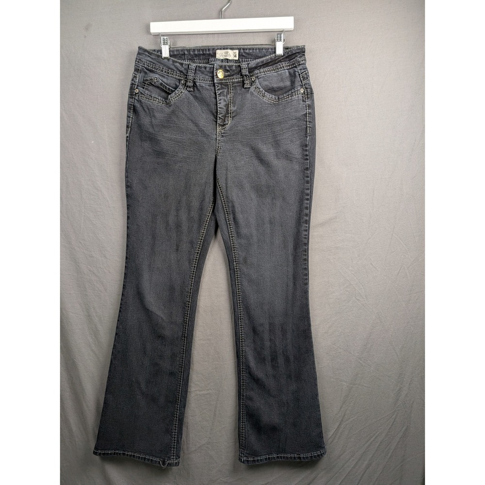 Royalty For‎ Me Womens Bootcut Jeans Gray Size 14 Embroidered Pockets